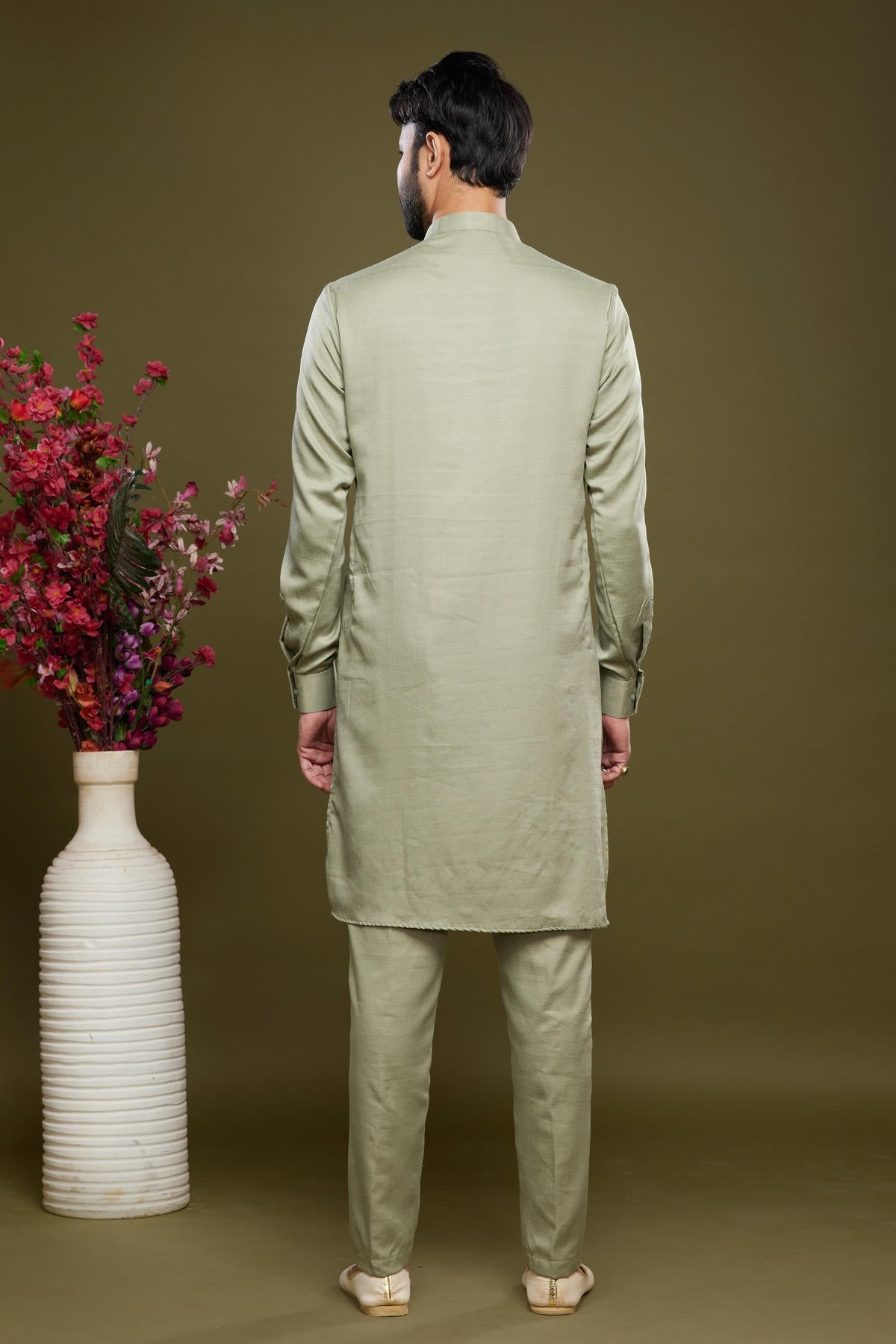 Art Banarasi Silk Kurta Pajama In Pista Green colour KP1230464 D