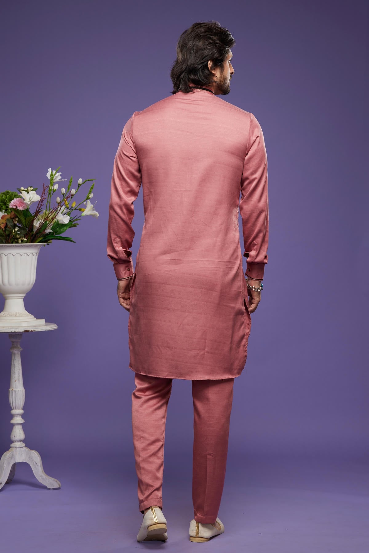 Art Banarasi Silk Kurta Pajama In Rust Red colour KP1230468 D