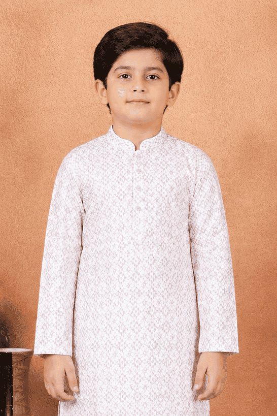 Art Silk Brown Colour Pintux Work Kids Kurta Pajama