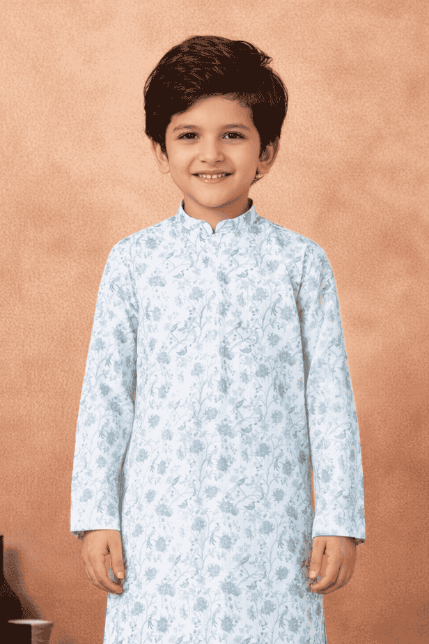 Art Silk Green Colour Pintux Work Kids Kurta Pajama