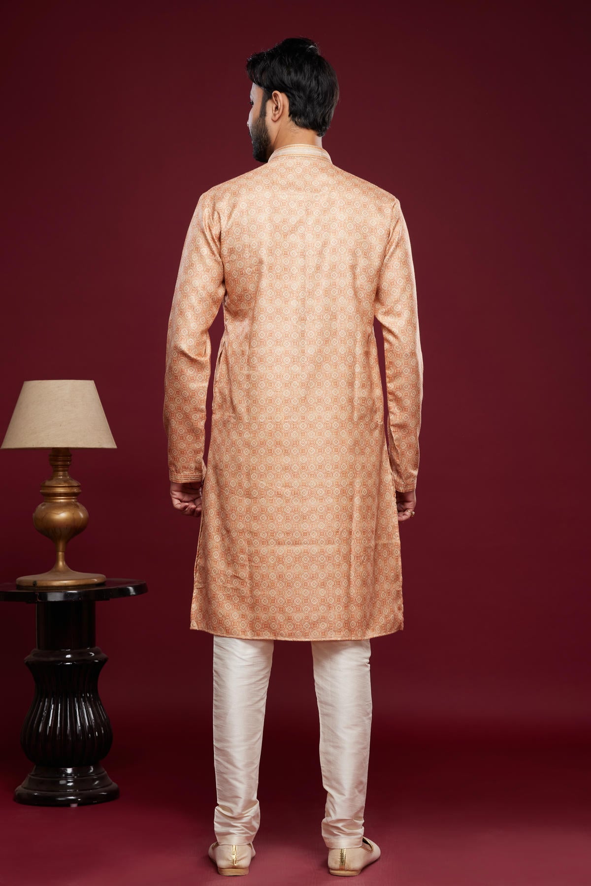 Art Silk Kurta Pajama In Peach colour KP1230437 D