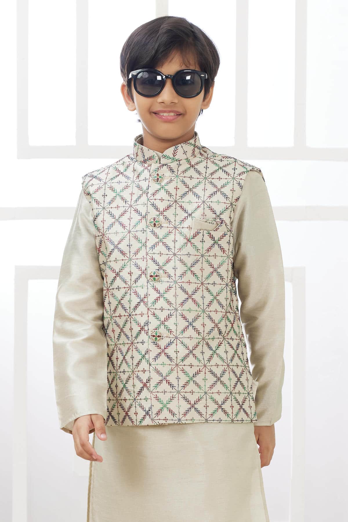 Art Silk Pista Green Colour Thread Embroidery Work 3 Pcs Jacket Set