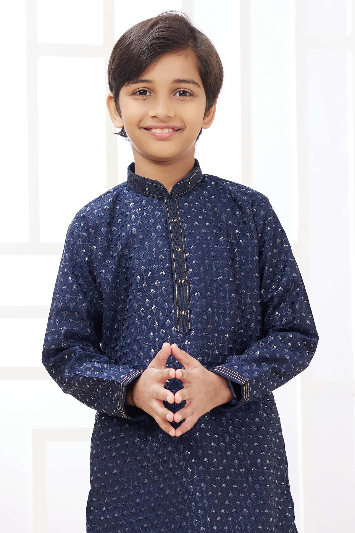 Art Silk Thread Embroidery Work Blue Colour Kurta Pajama