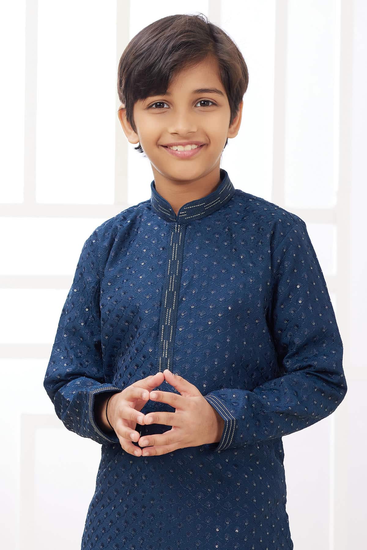 Art Silk Thread Embroidery Work Teal Blue Colour Kurta Pajama