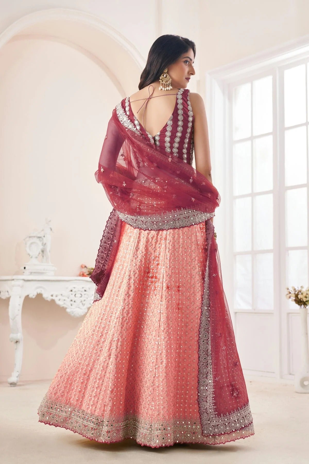 Baby Pink Colour Embroidery Georgette Lehenga Choli LD1080832 A