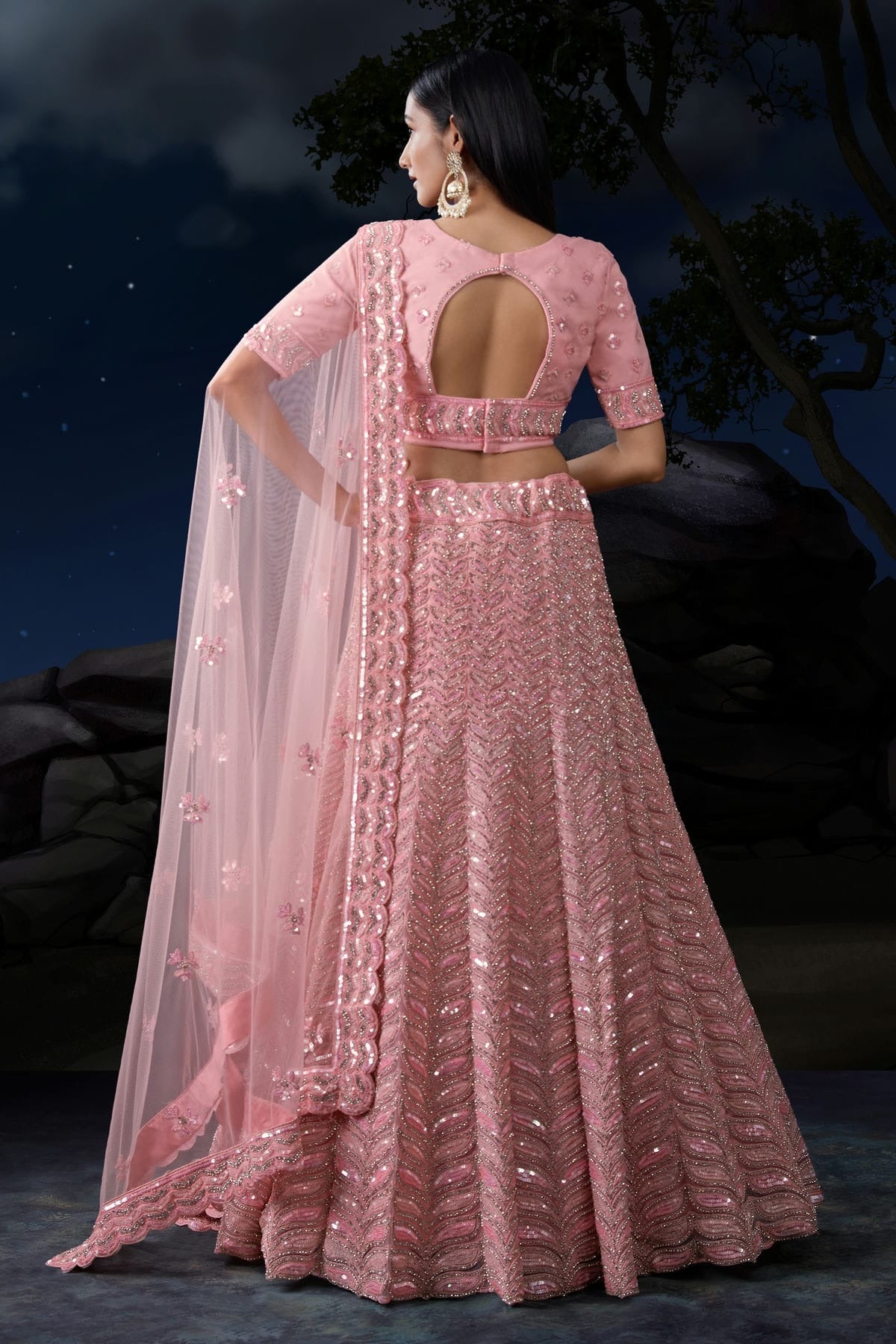 Baby Pink Colour Embroidery Soft Net Lehenga Choli LD1080720 A