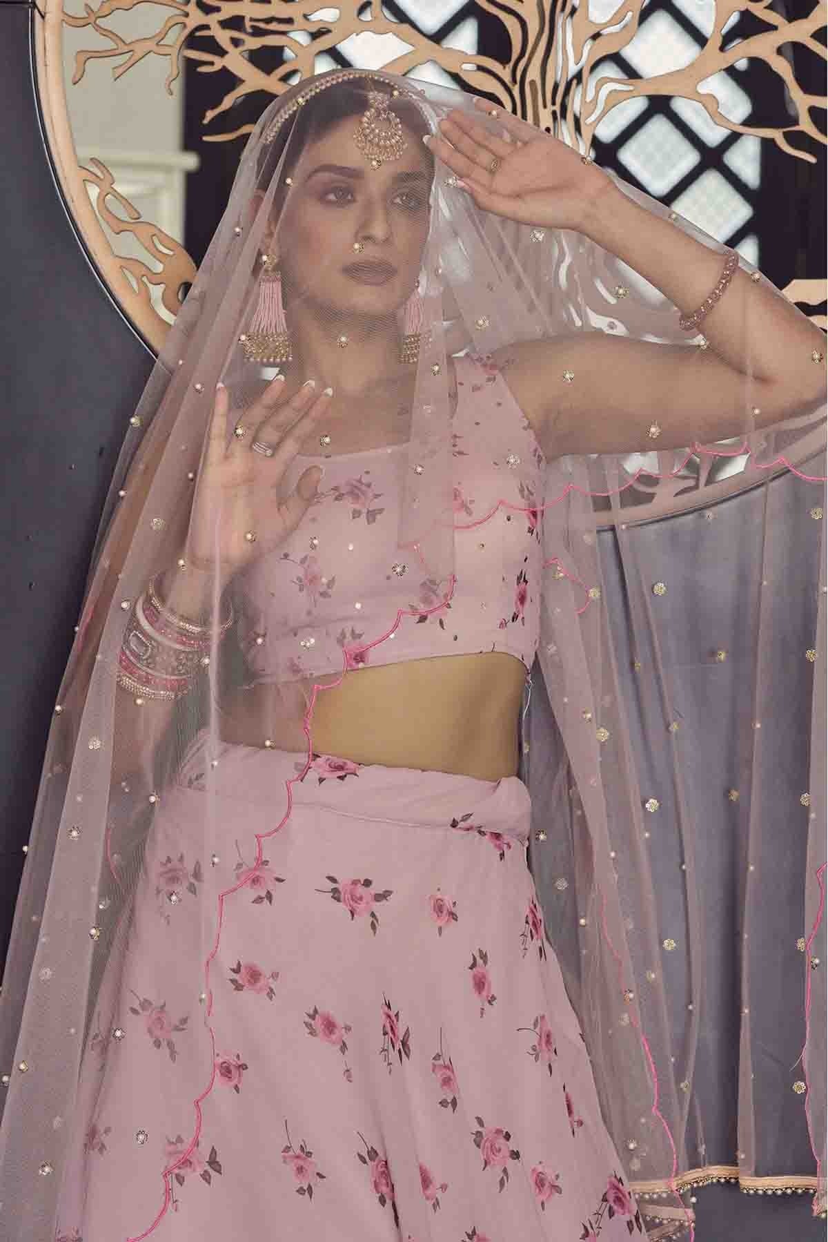Baby Pink Colour Georgette Printed Lehenga Choli LC1080600 B