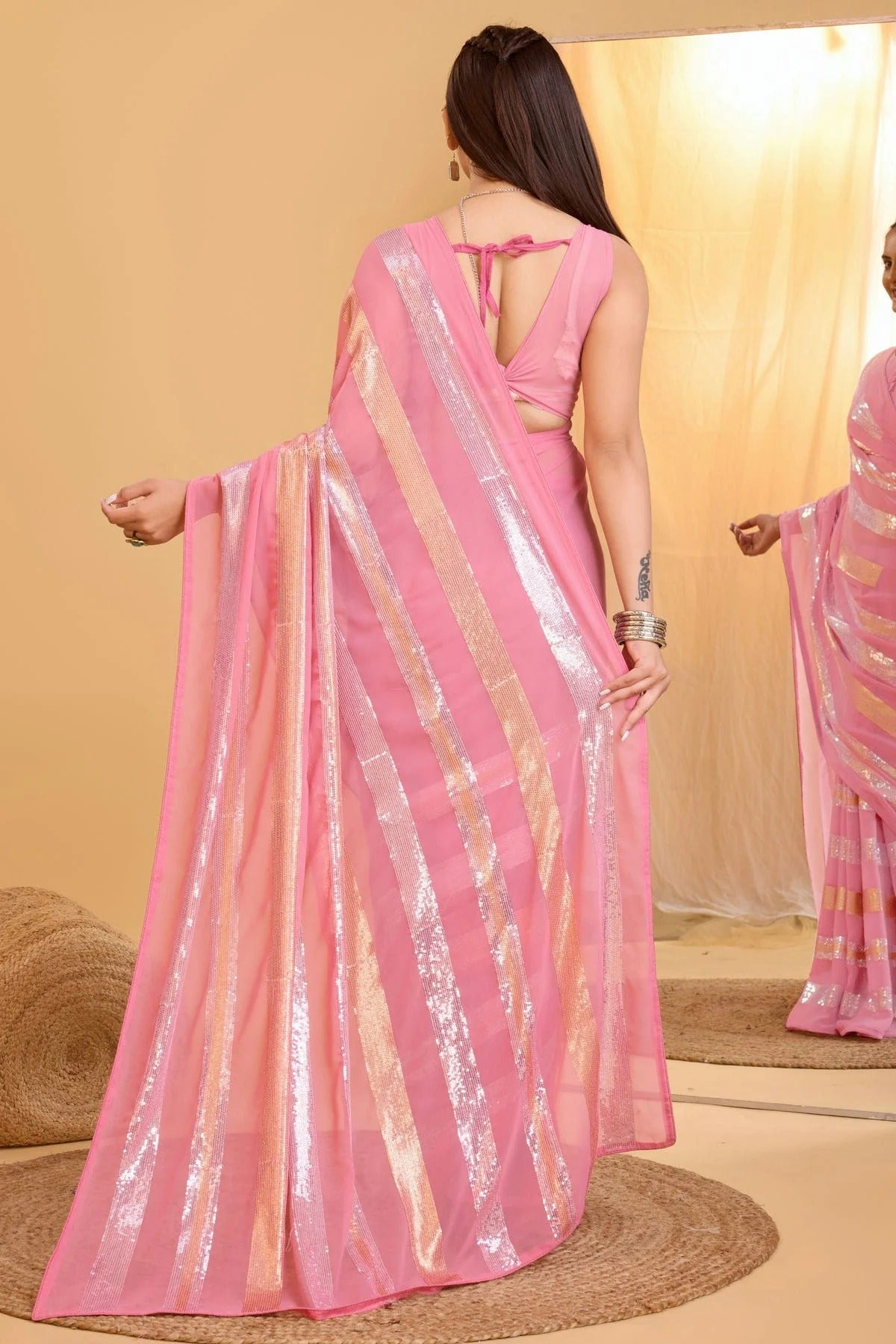 Baby Pink Colour Georgette Saree SD1110004 A