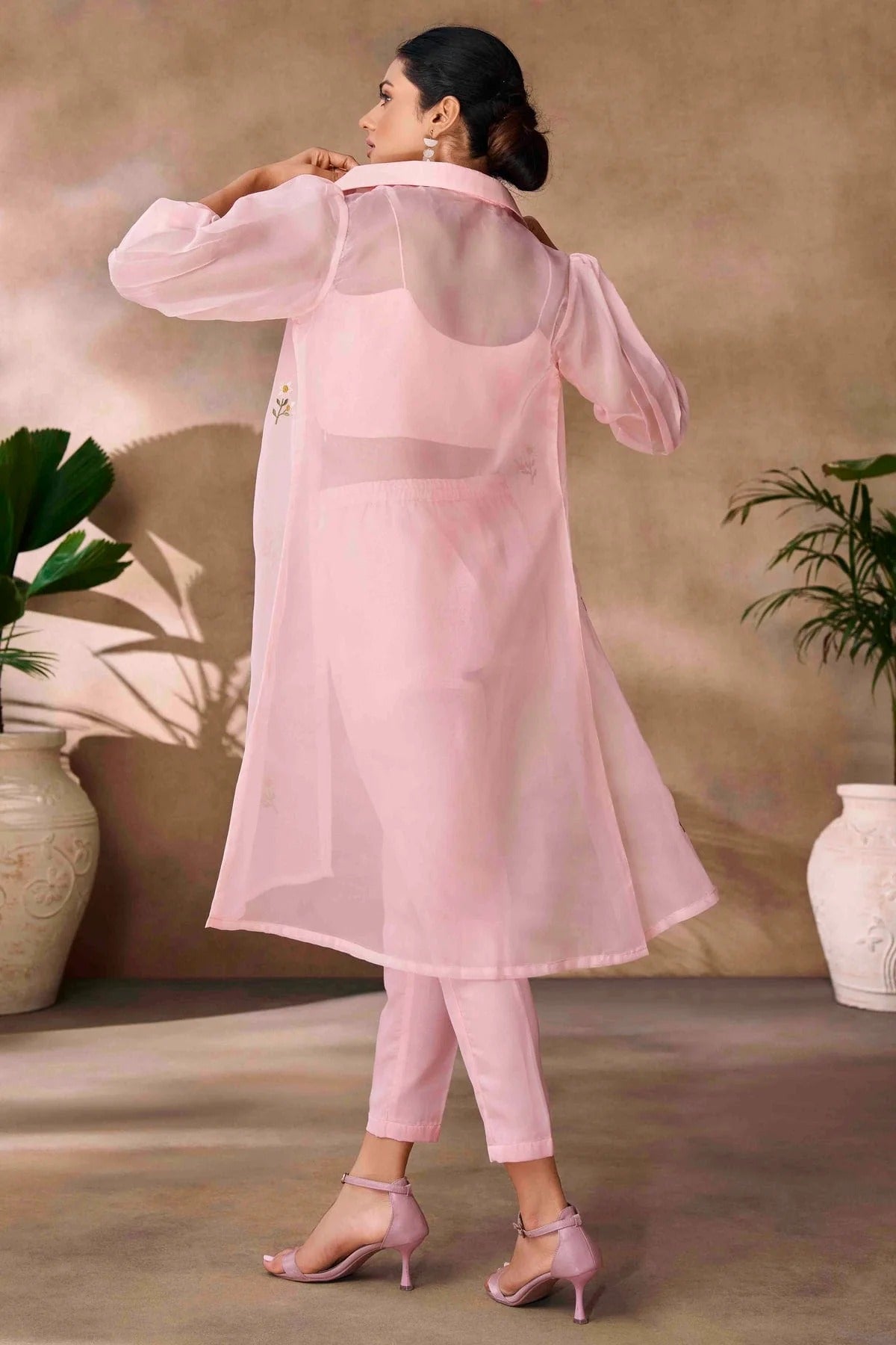 Baby Pink Colour Organza Co Ord Suit TP1080959 B
