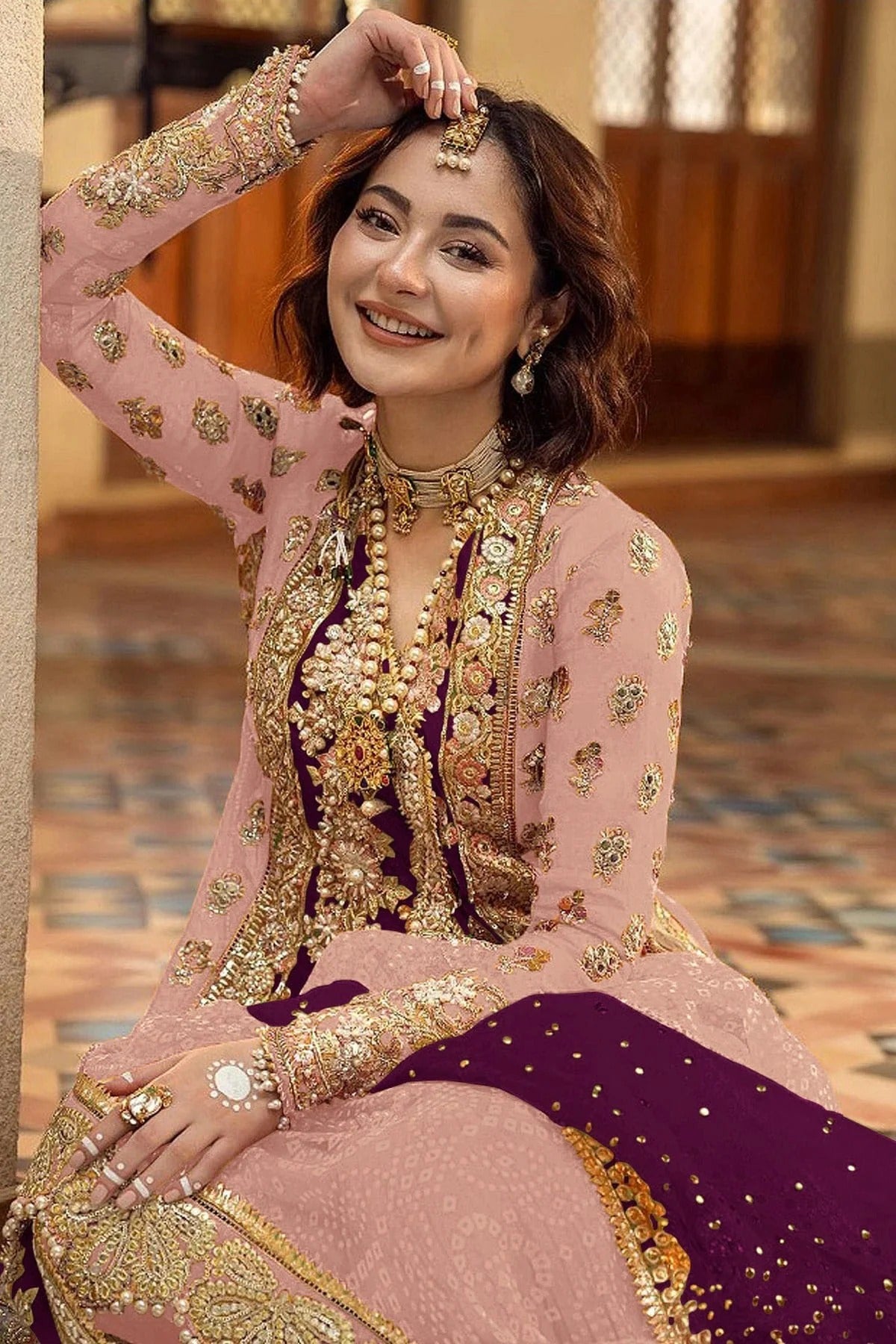Baby Pink Colour Organza Pakistani Suit SM1140089 A