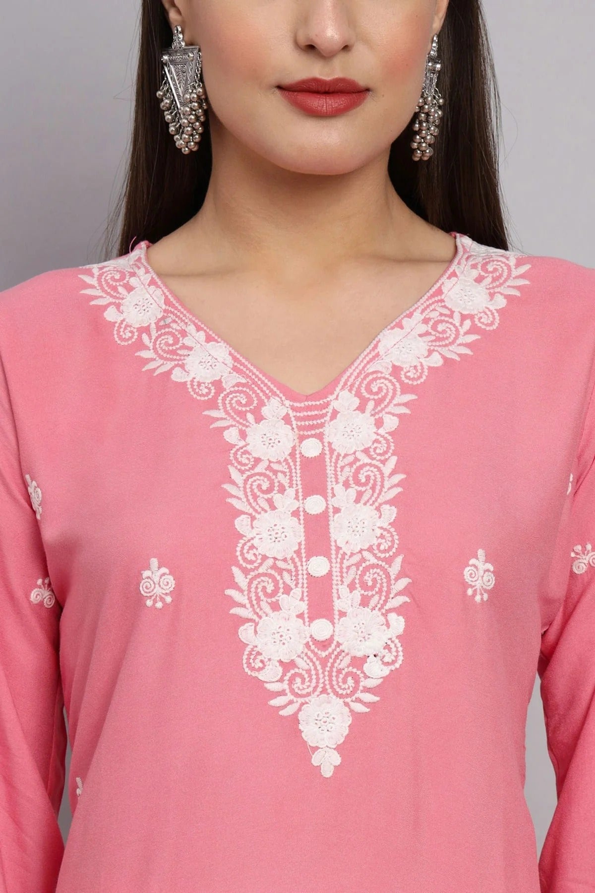 Baby Pink Colour Rayon Kurti KR1111081 A