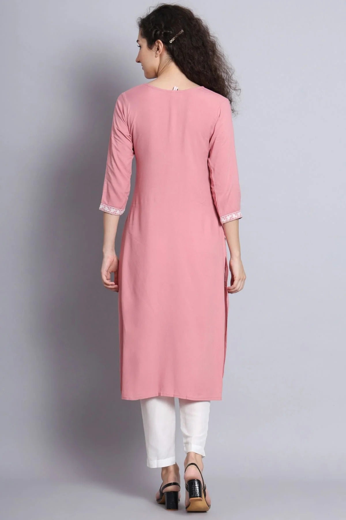 Baby Pink Colour Rayon Kurti KR1111219 A