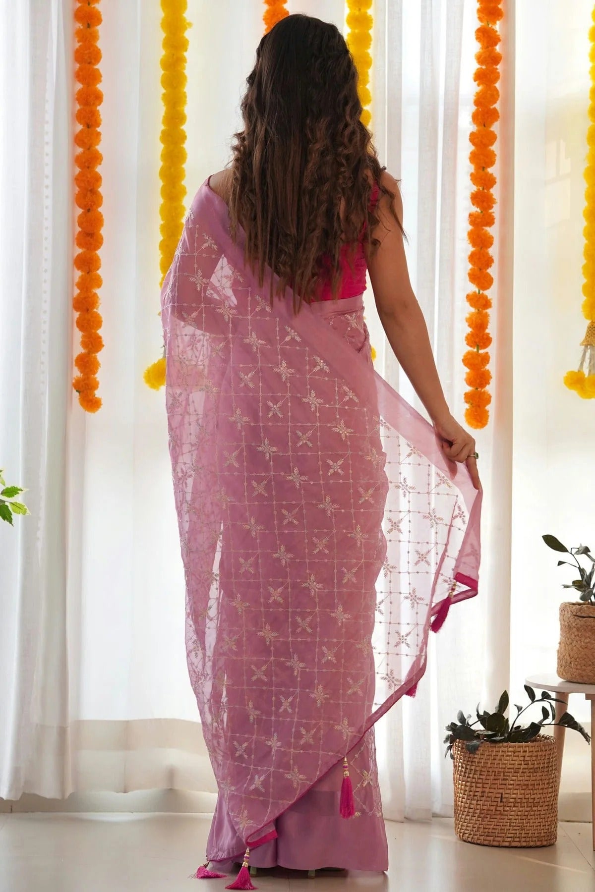 Baby Pink Colour Satin Georgette Designer Saree SD1111830 A