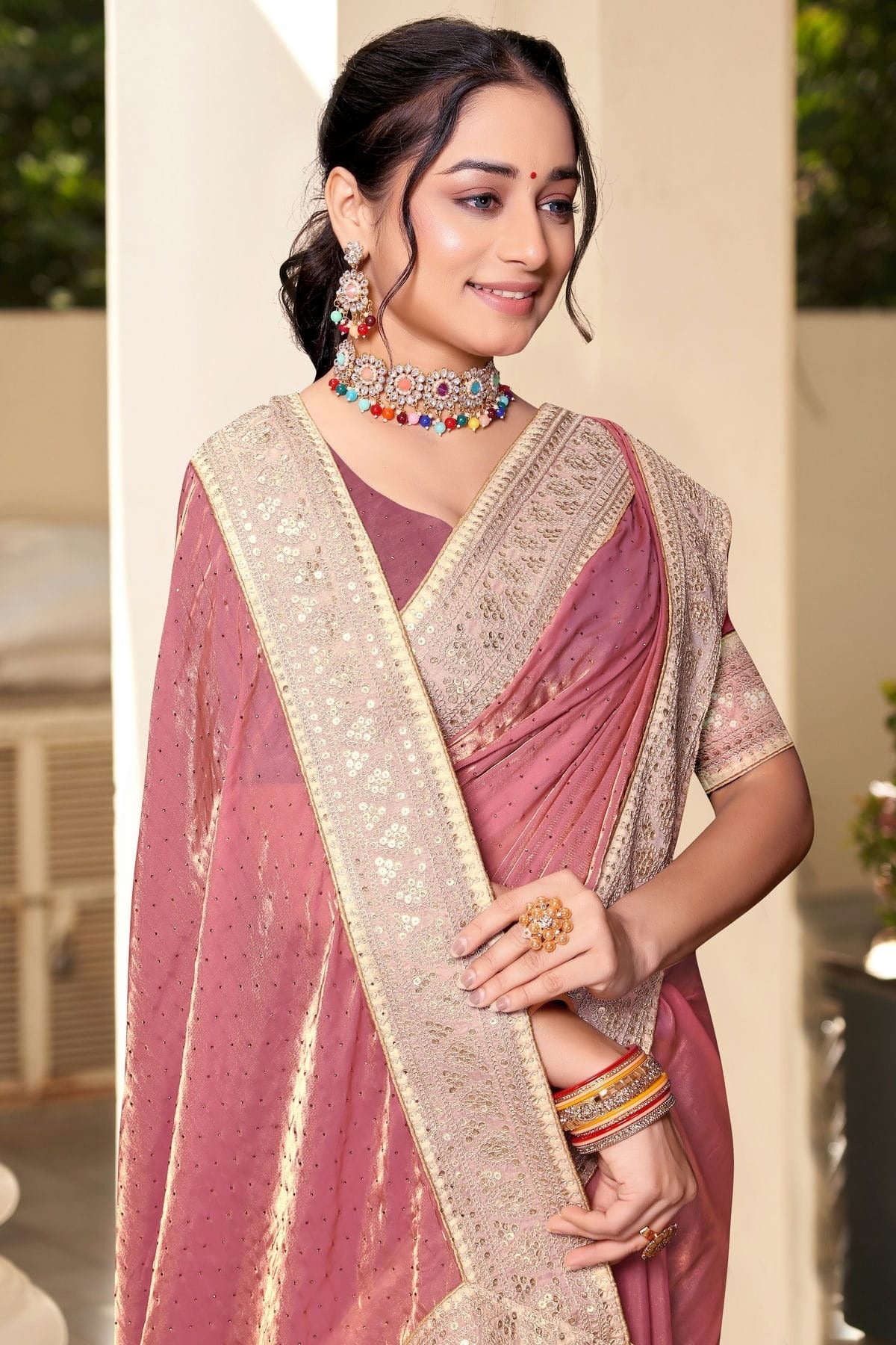 Baby Pink Colour Silk Designer Saree LC1121695 A