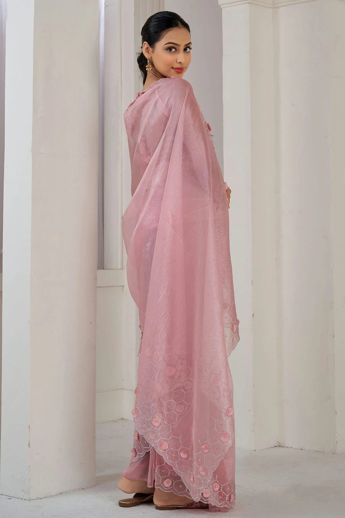 Baby Pink Colour Soft Organza Designer Saree SD1121876 A