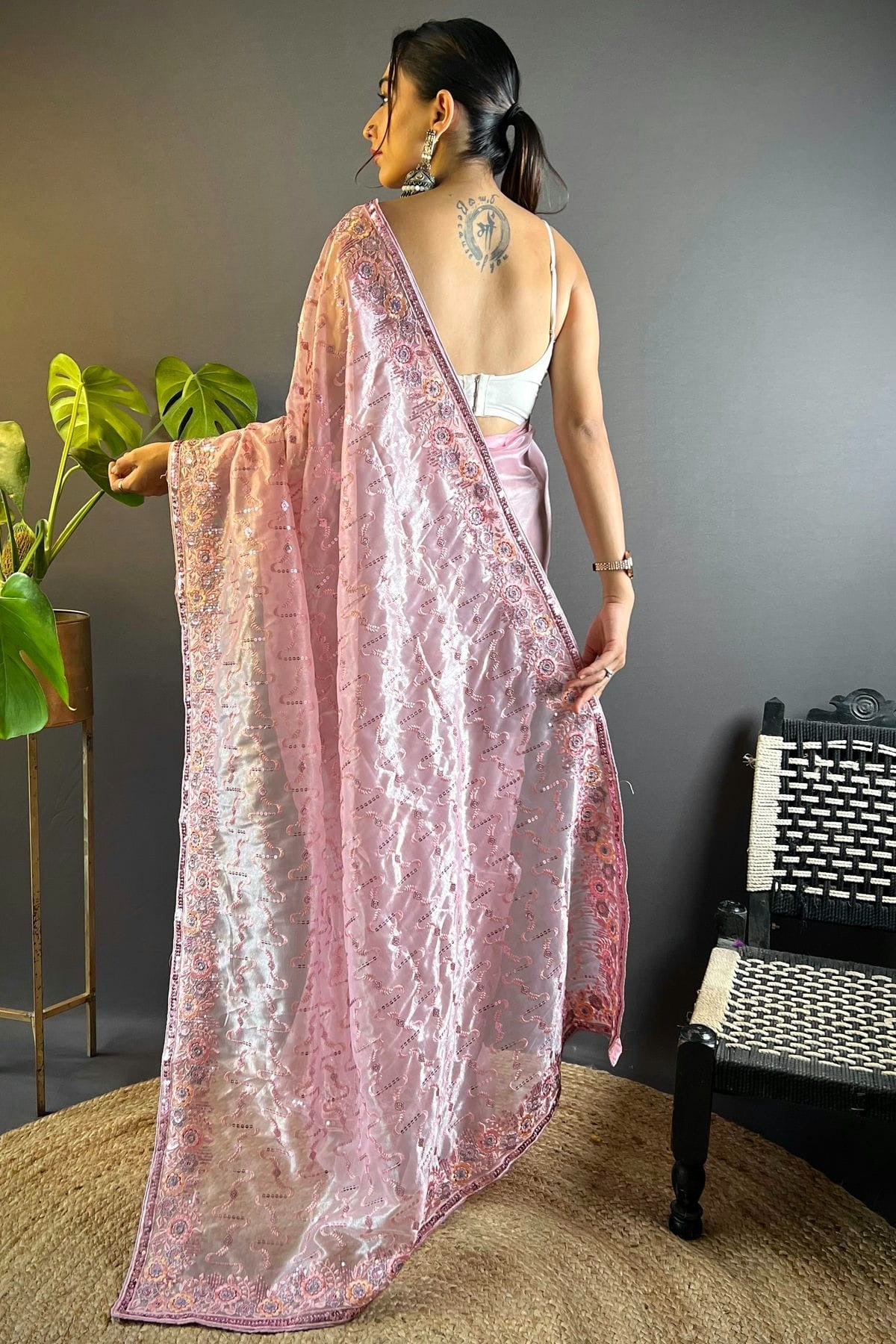 Baby Pink Colour Twill Net Designer Saree SD1111881 A