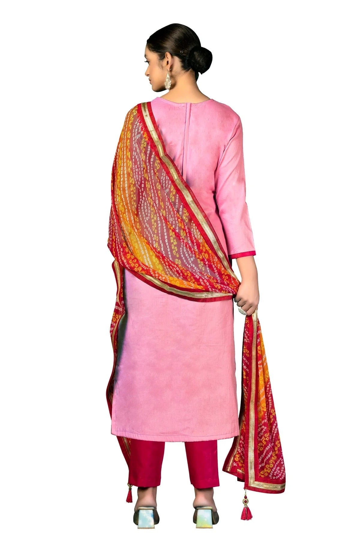 Baby Pink Colour Unstitched Jam Cotton Fabric Straight Suit US1161050 A
