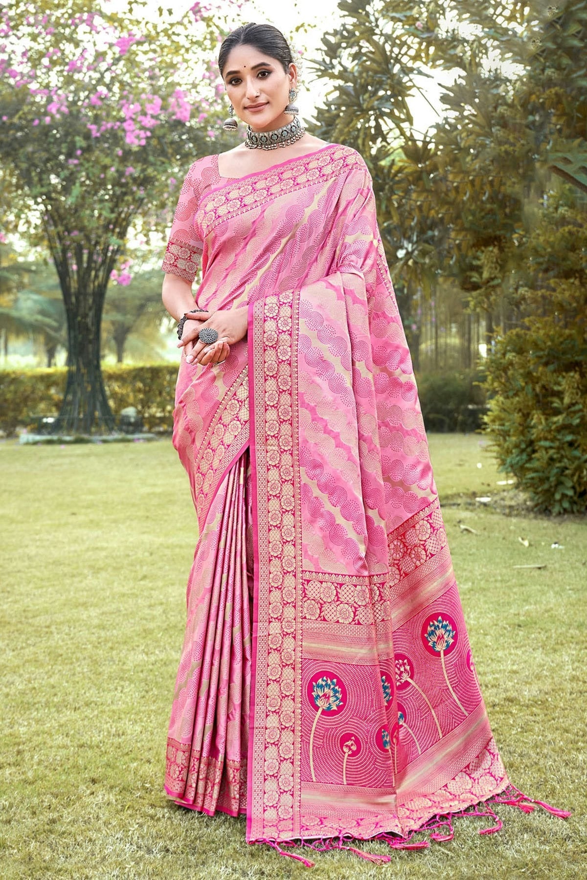 Baby Pink Colour Woven Work Silk Saree SD1101691