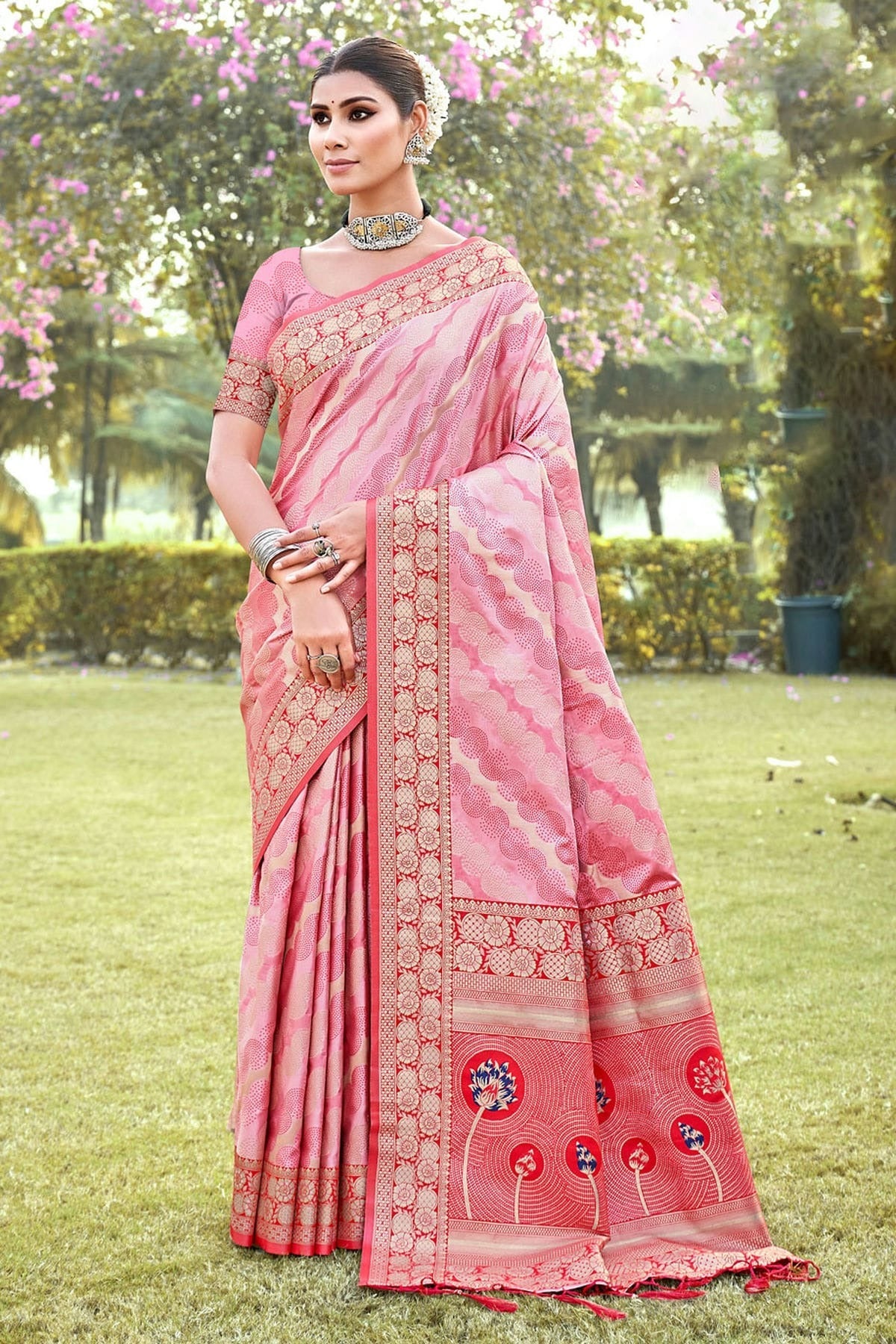 Baby Pink Colour Woven Work Silk Saree SD1101694