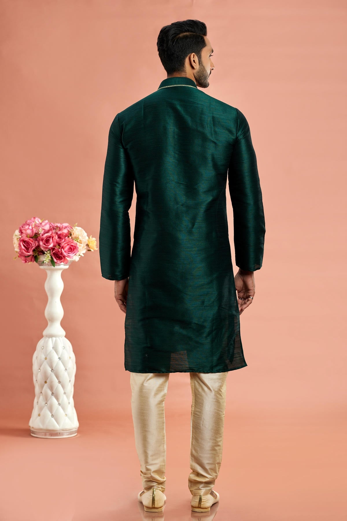 Banarasi Art Silk Embroidery Kurta Pajama In Green Colour KP1230525 3