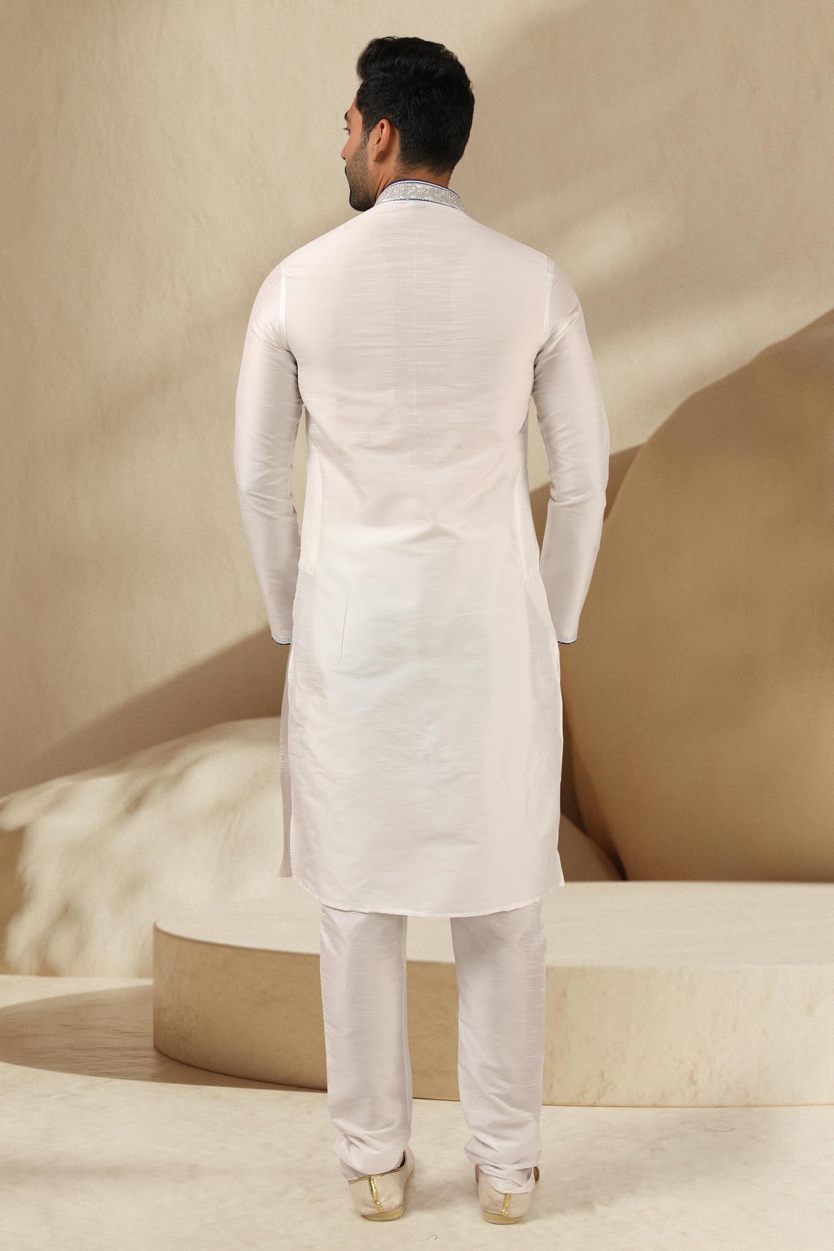 Banarasi Art Silk Kurta Pajama In Off White colour KP1230295 D