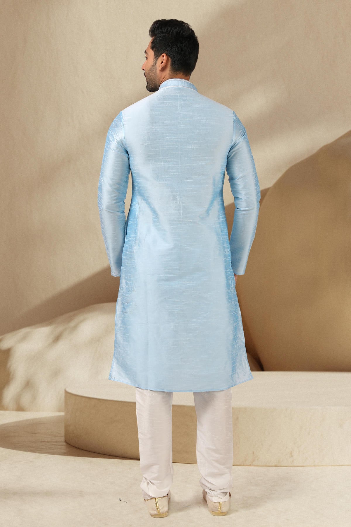 Banarasi Art Silk Kurta Pajama In Off White colour KP1230299 D