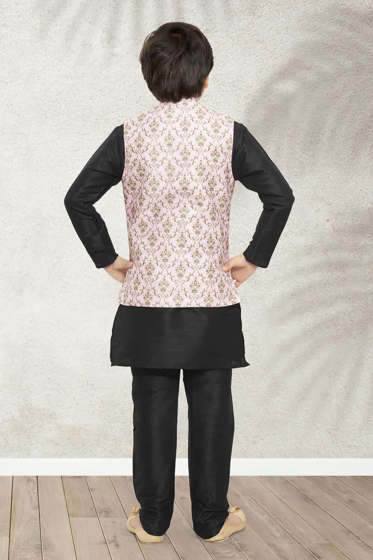 Banarasi Silk Digital Printed Light Pink Colour 3 Pcs Jacket Set