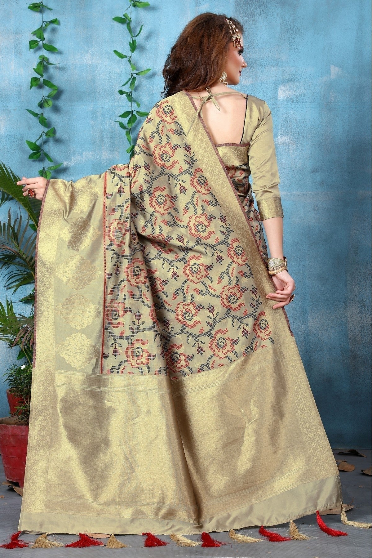 Beige Colour Banarasi Art Silk Woven Saree SD1120794 A