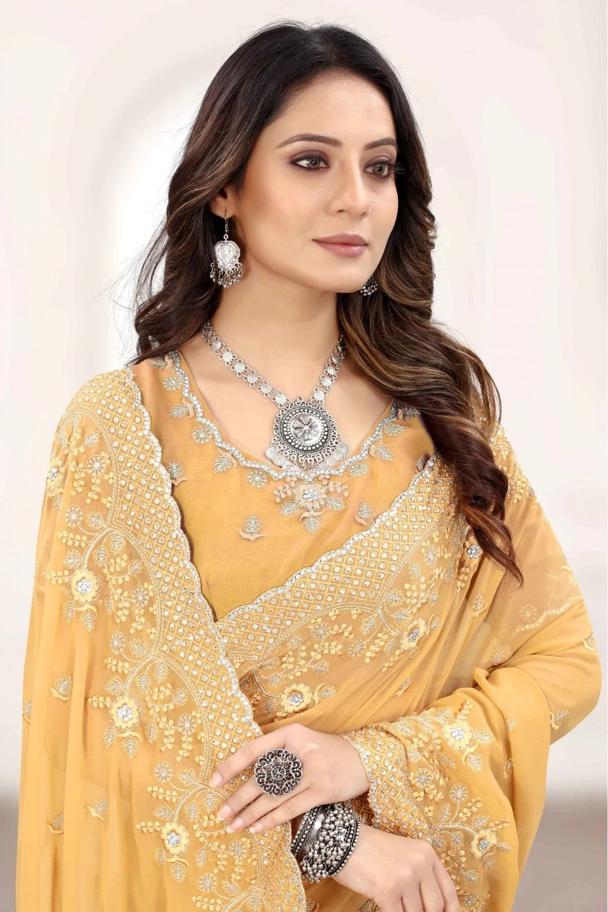 Beige Colour Georgette Designer Saree SD1120855 A