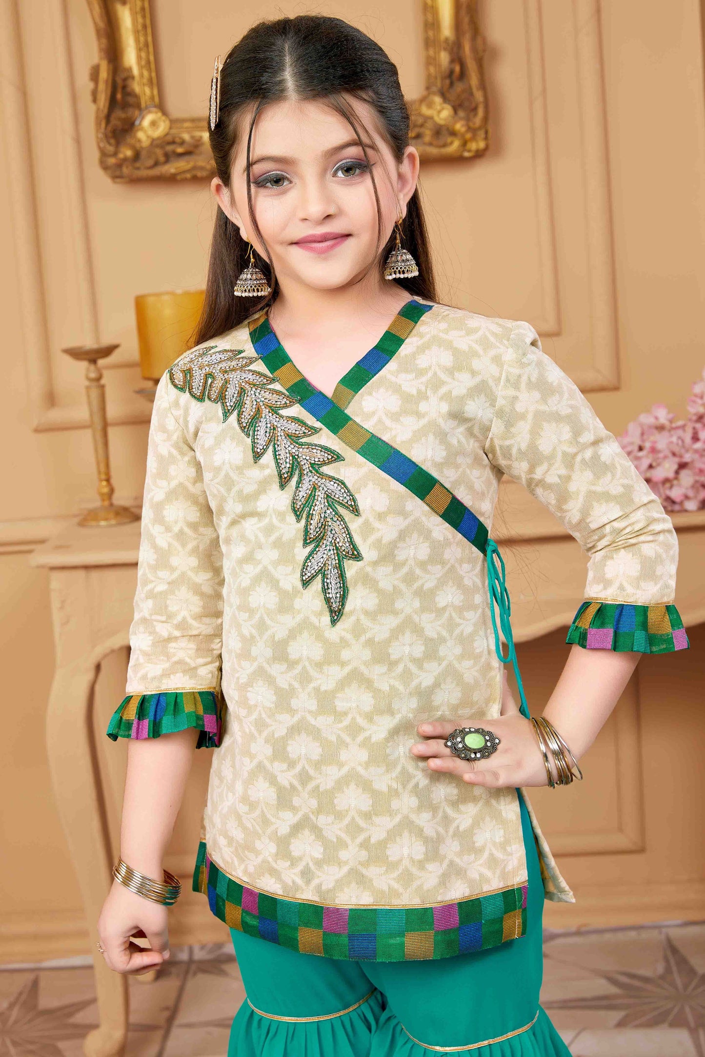 Beige Colour Handloom Silk Sharara Suit GW1070773 B