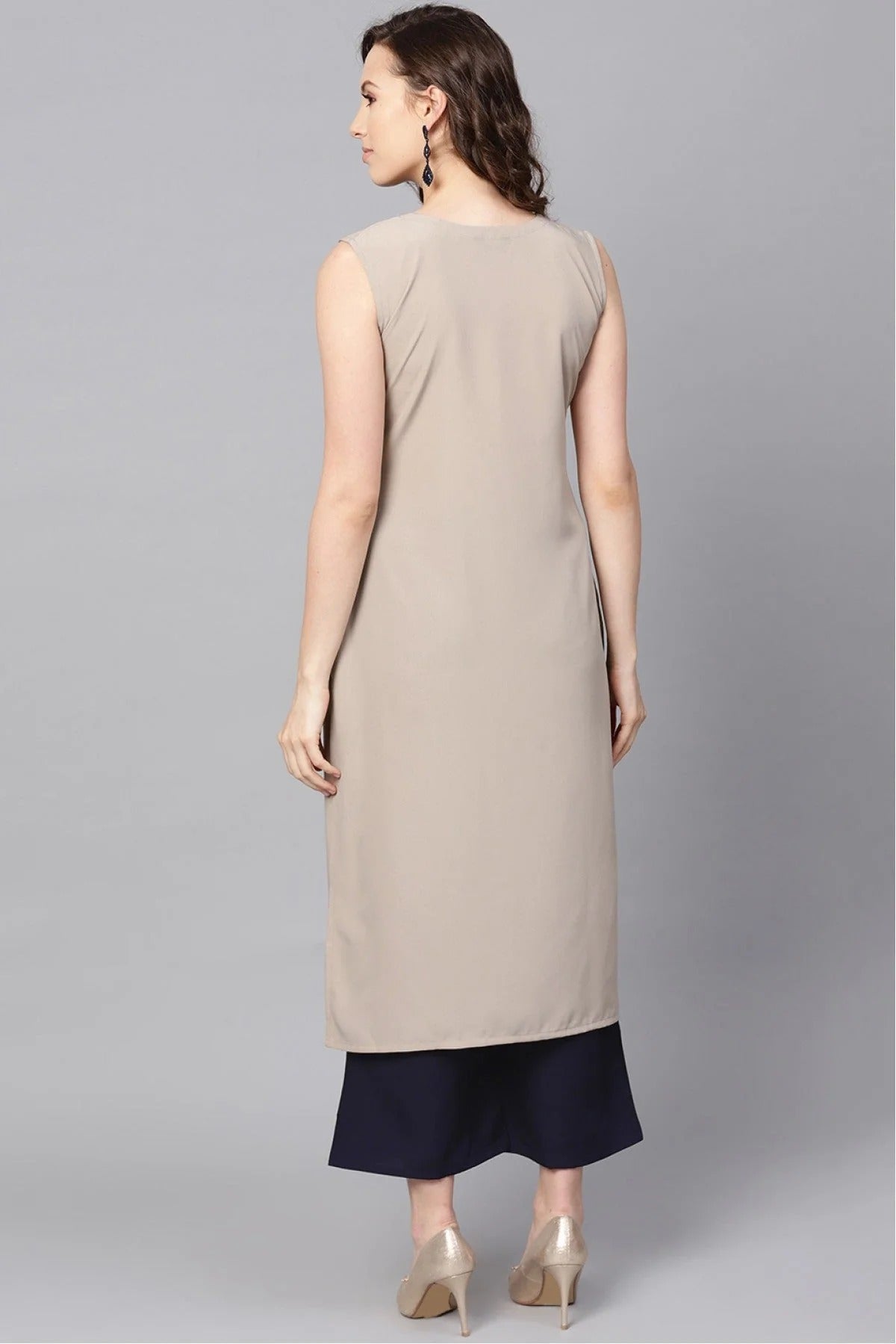 Beige Colour Plus Size Crepe Kurta Set KR1060001 B