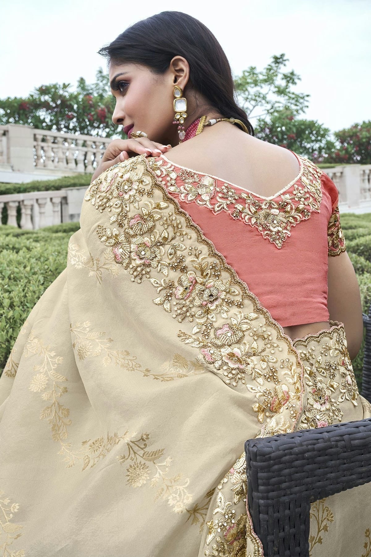 Beige Colour Tissue Silk Designer Saree SD1110968 A