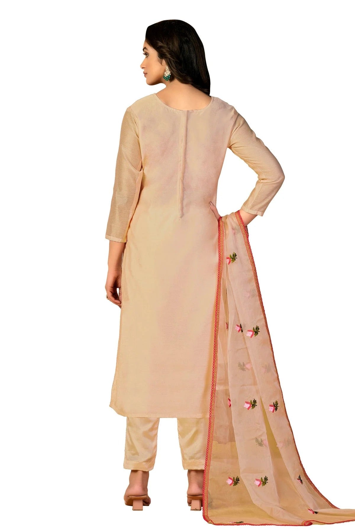 Beige Colour Unstitched Modal Silk Fabric Straight Suit US1160927 A