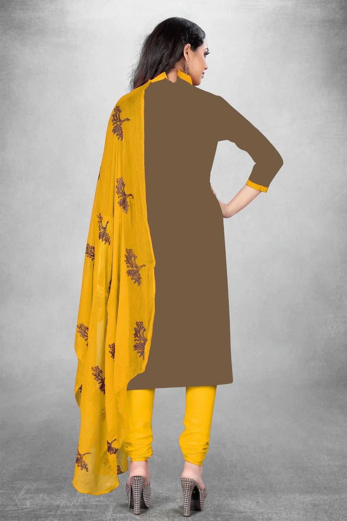 Beige Colour Unstitched Slub Cotton Churidar Suit US1160747 A