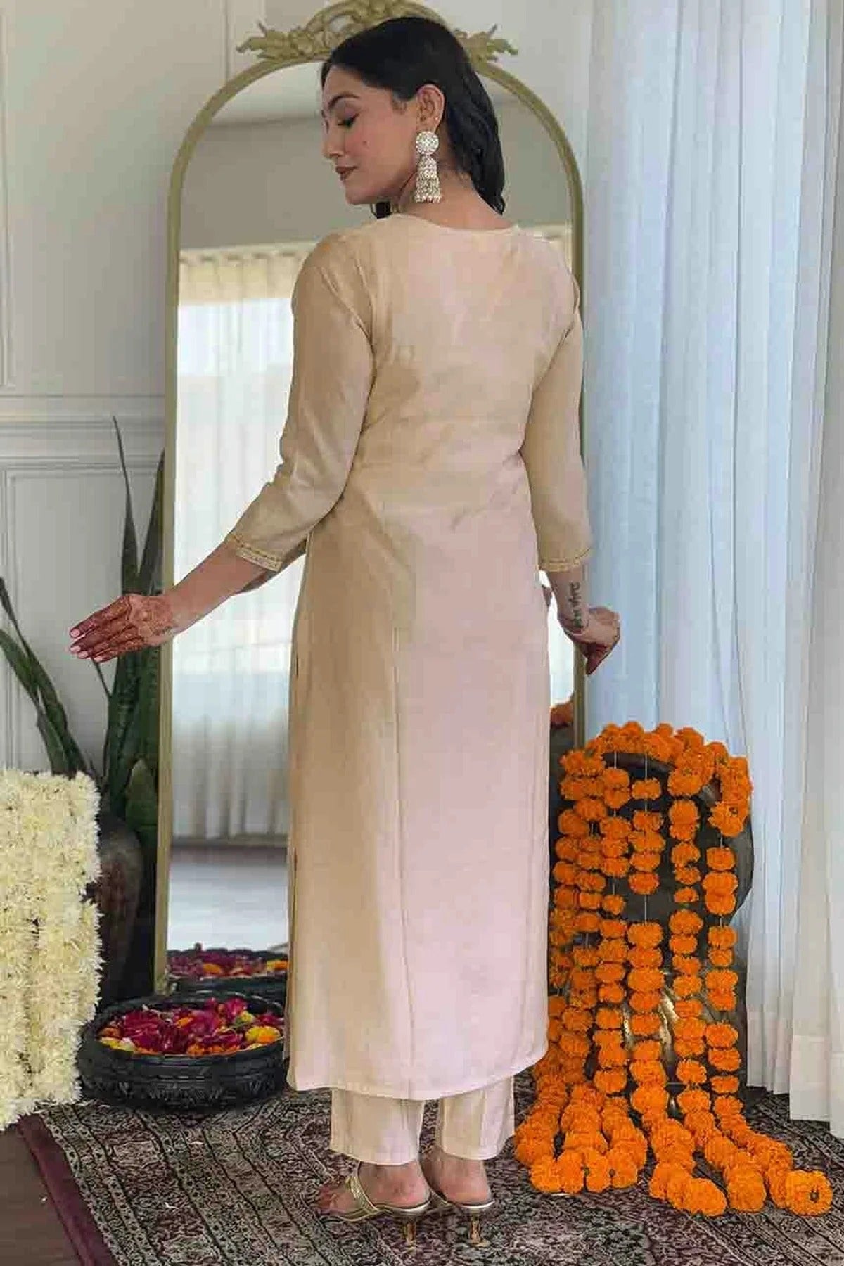 Beige Colour Viscose Stitched Suit SS1112992 A