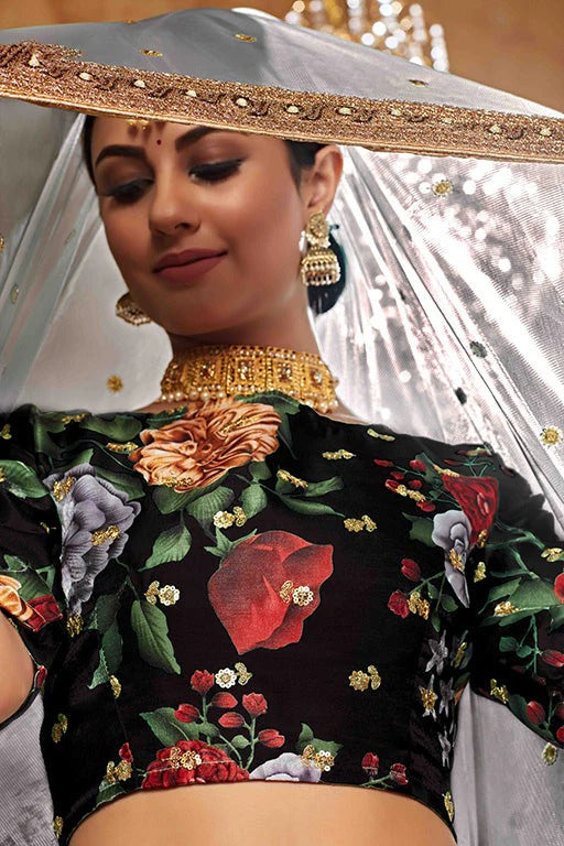 Black Colour Art Silk Designer Lehenga Choli LC1240038 B