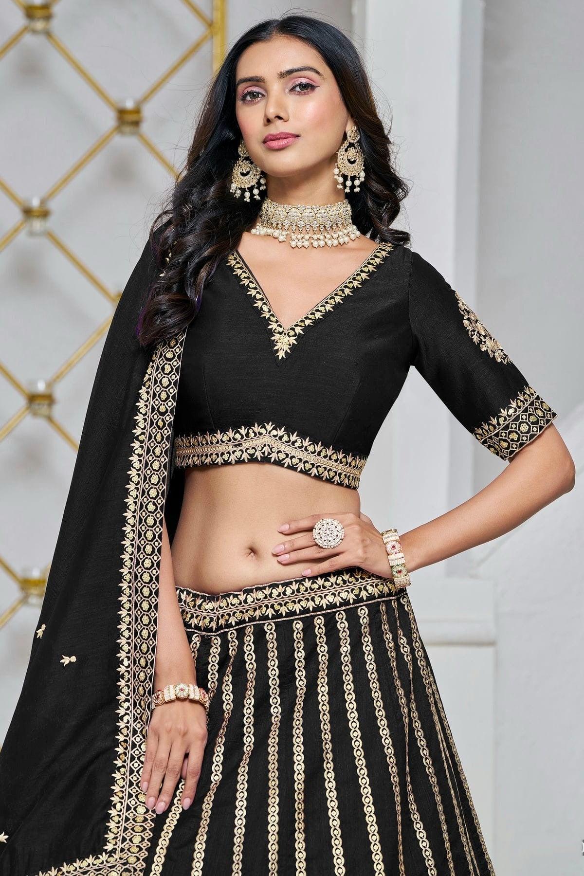 Black Colour Art Silk Lehenga Choli LC1050641 B