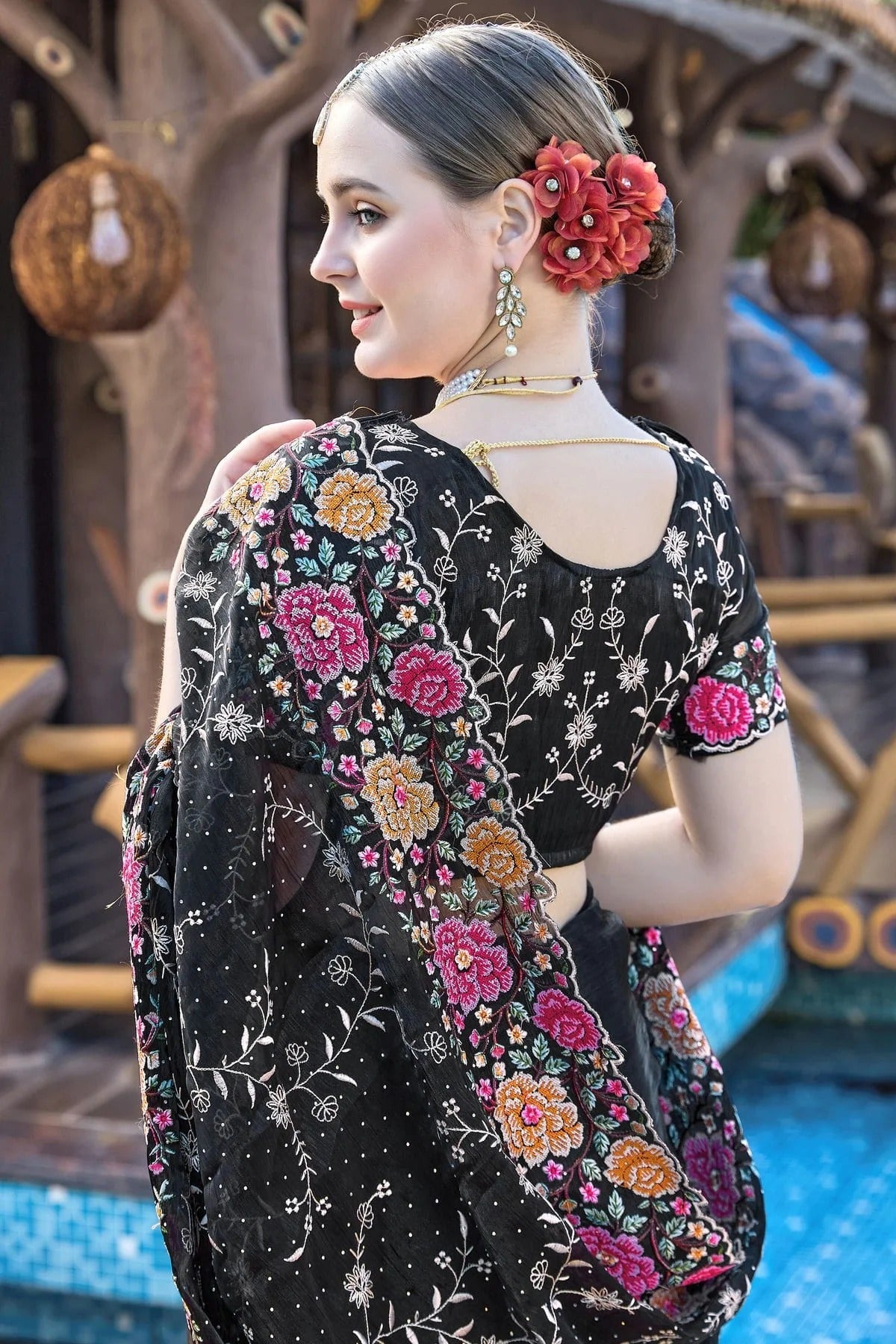 Black Colour Burberry Silk Designer Saree SD1121849 A