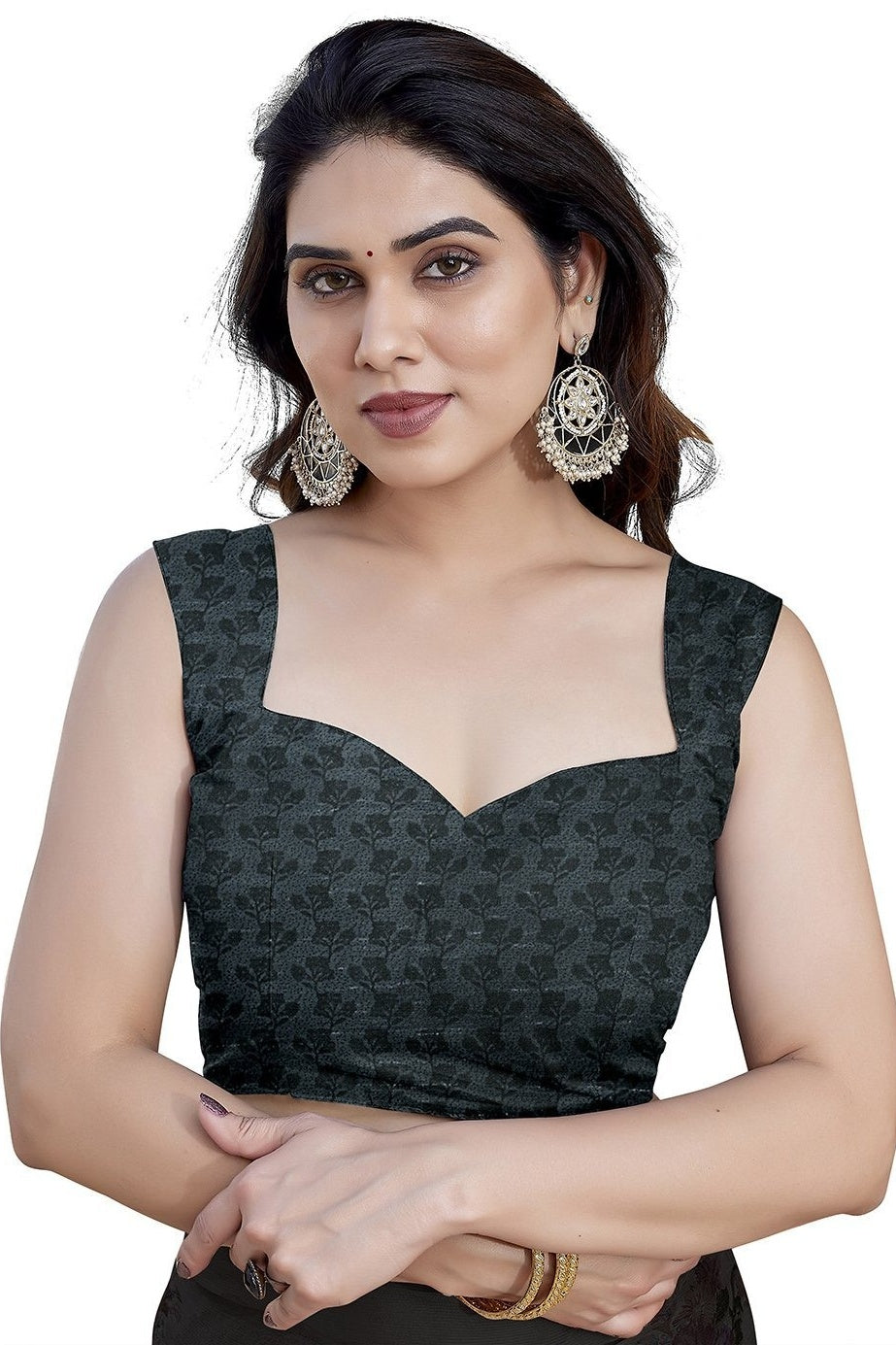 Black Colour Chiffon Printed Saree