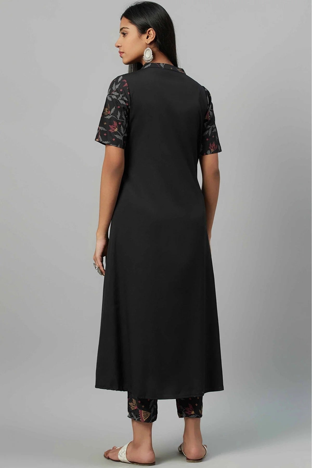 Black Colour Crepe Foil Print Kurti KR1060236 B