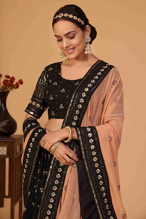 Black Colour Georgette Designer Lehenga Choli LC1240096 B