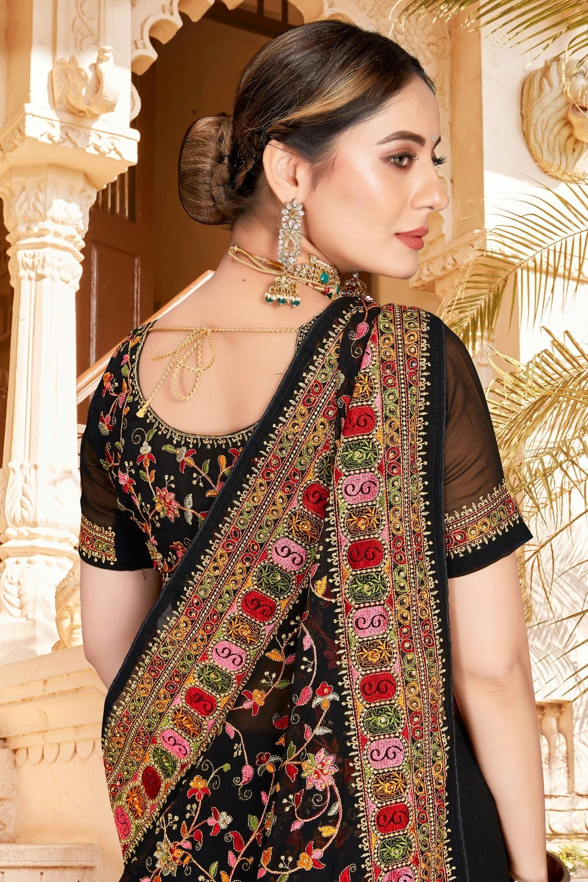 Black Colour Georgette Designer Saree LC1121303 A
