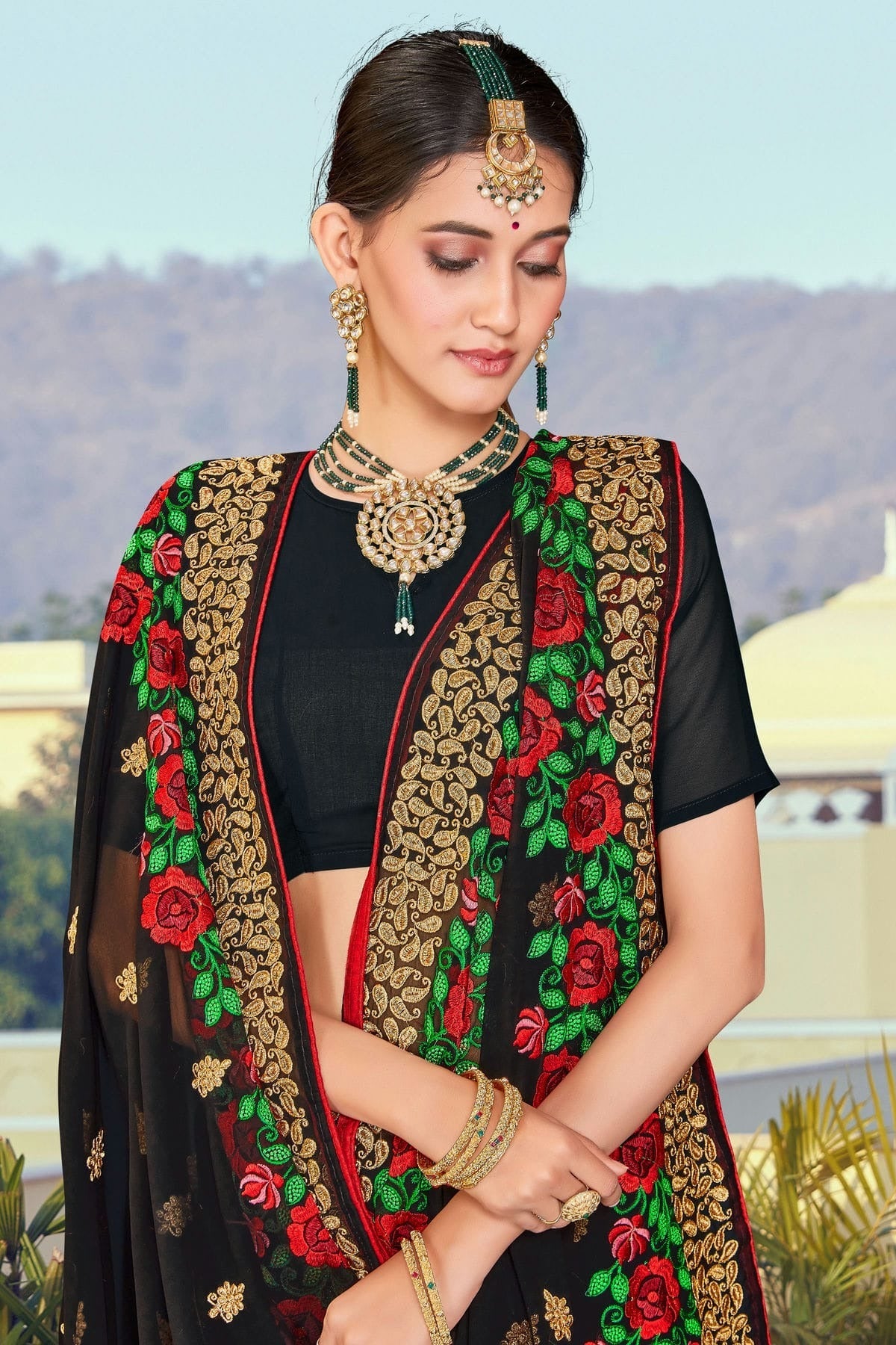 Black Colour Georgette Designer Saree LC1121367 A