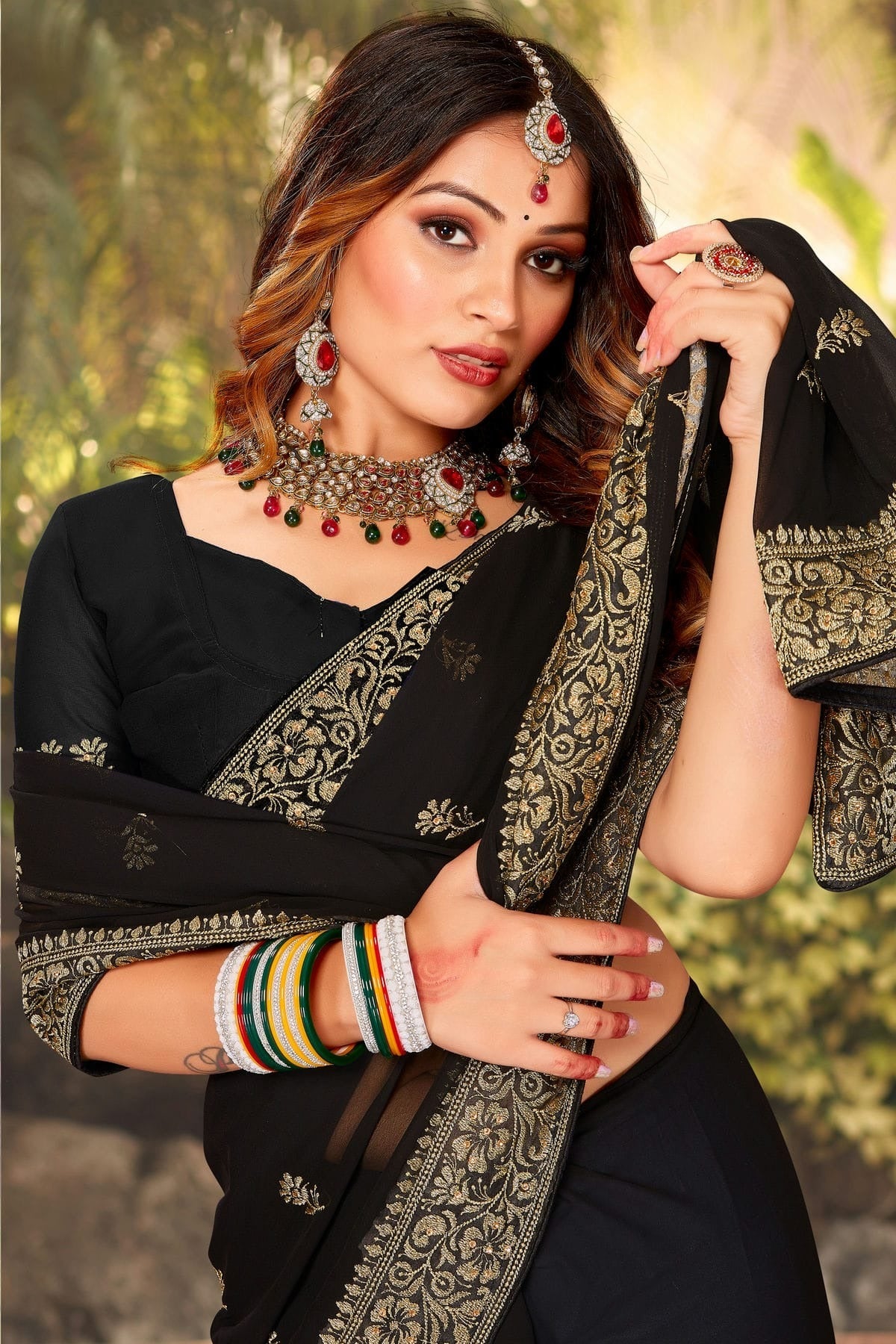 Black Colour Georgette Designer Saree LC1121397 A