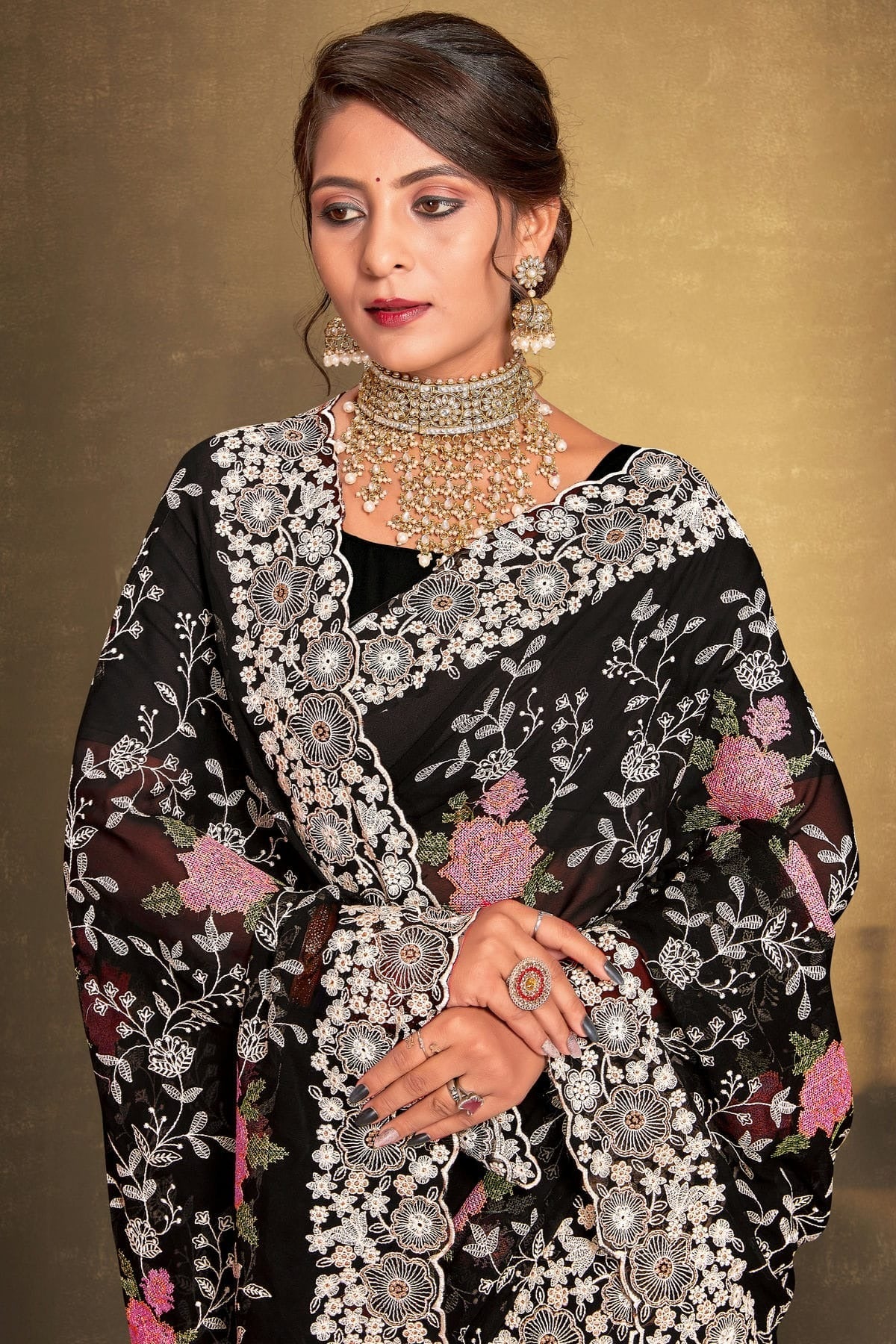 Black Colour Georgette Designer Saree LC1121513 A