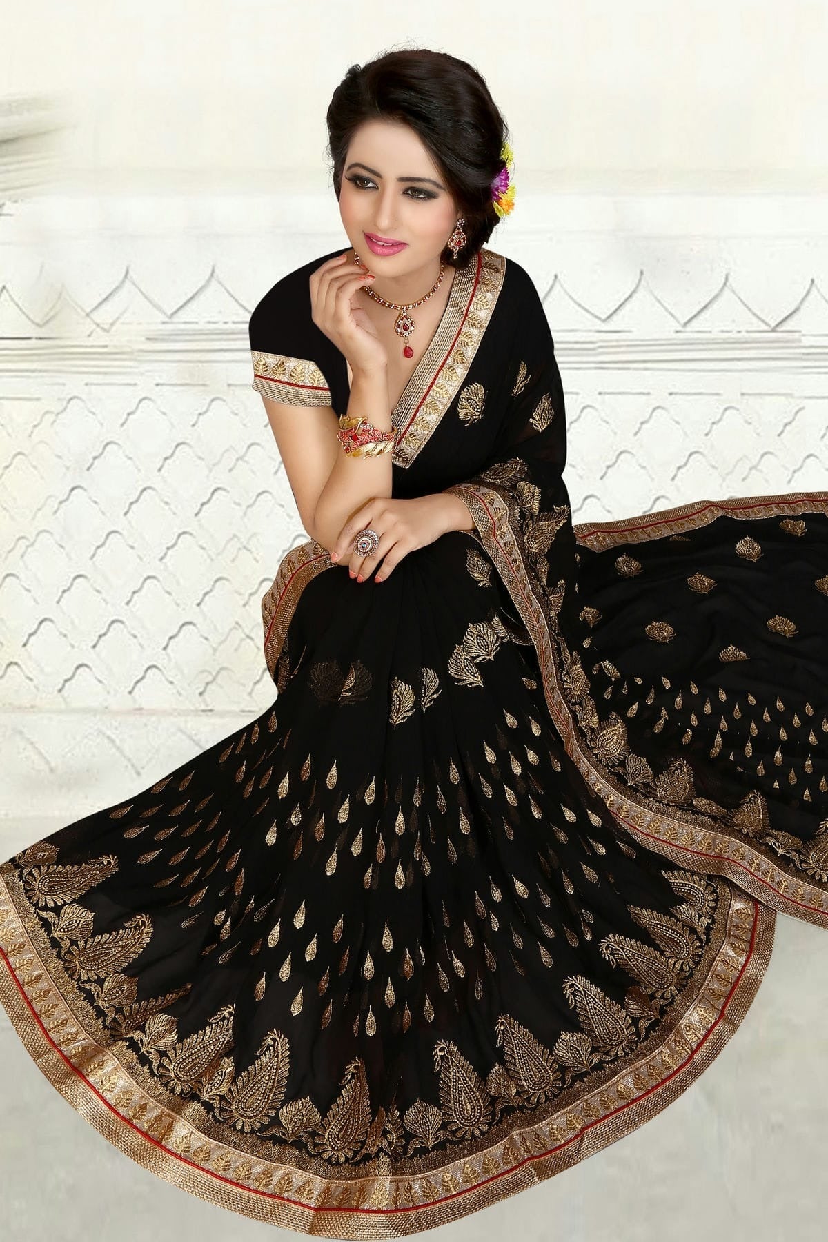 Black Colour Georgette Designer Saree LC1121541 A