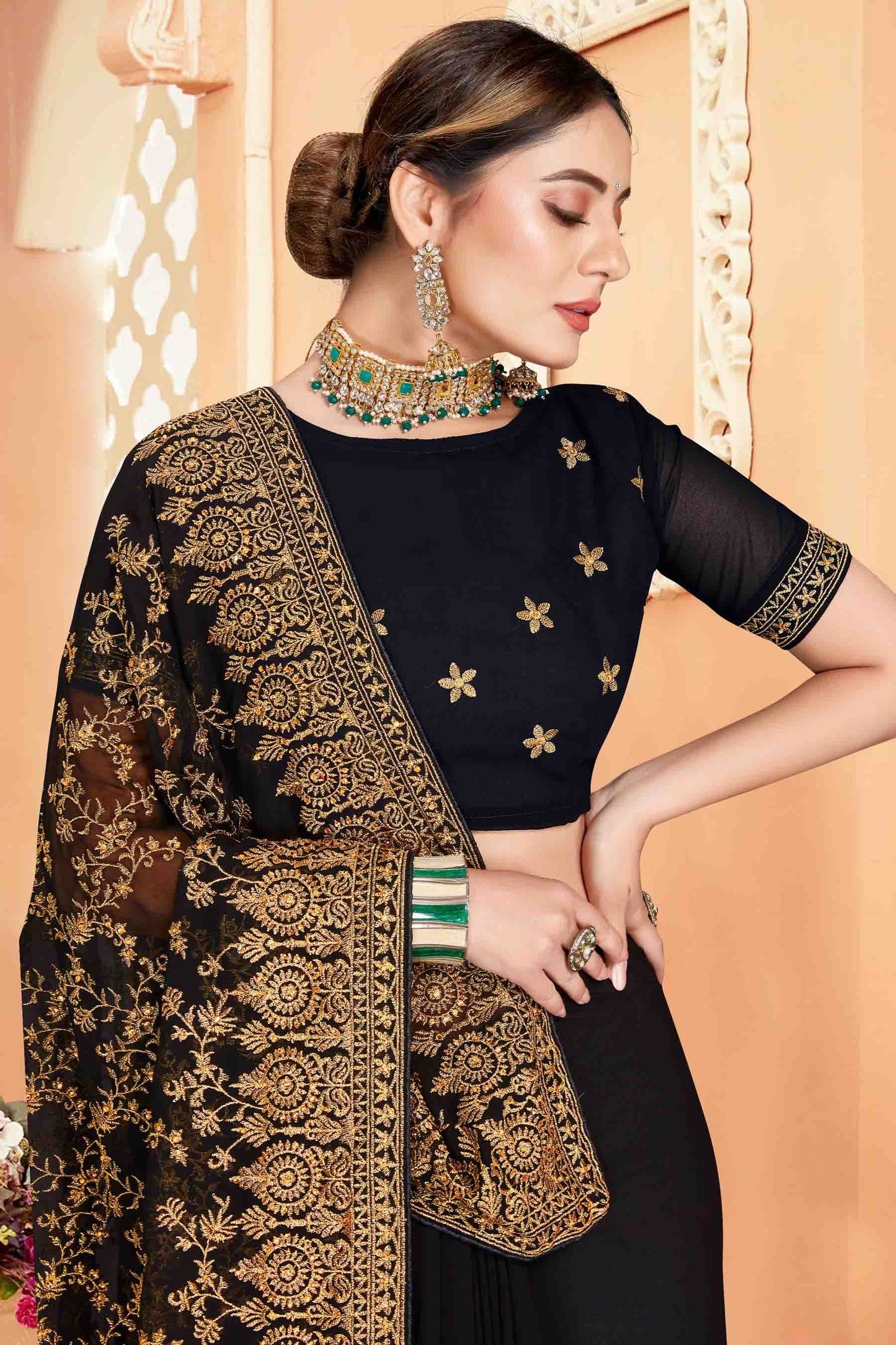 Black Colour Georgette Designer Saree SD1090562 A
