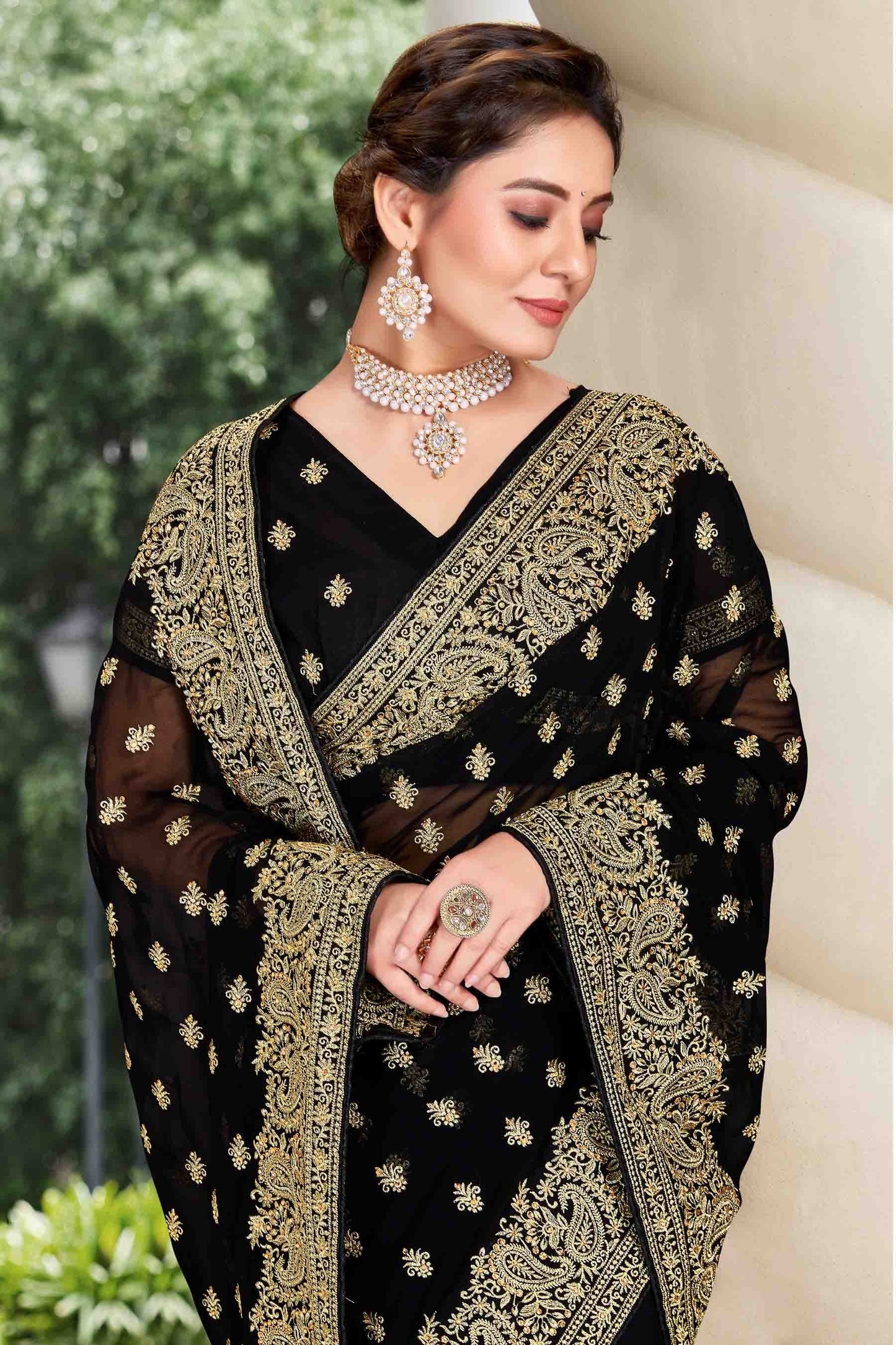 Black Colour Georgette Designer Saree SD1121127 A