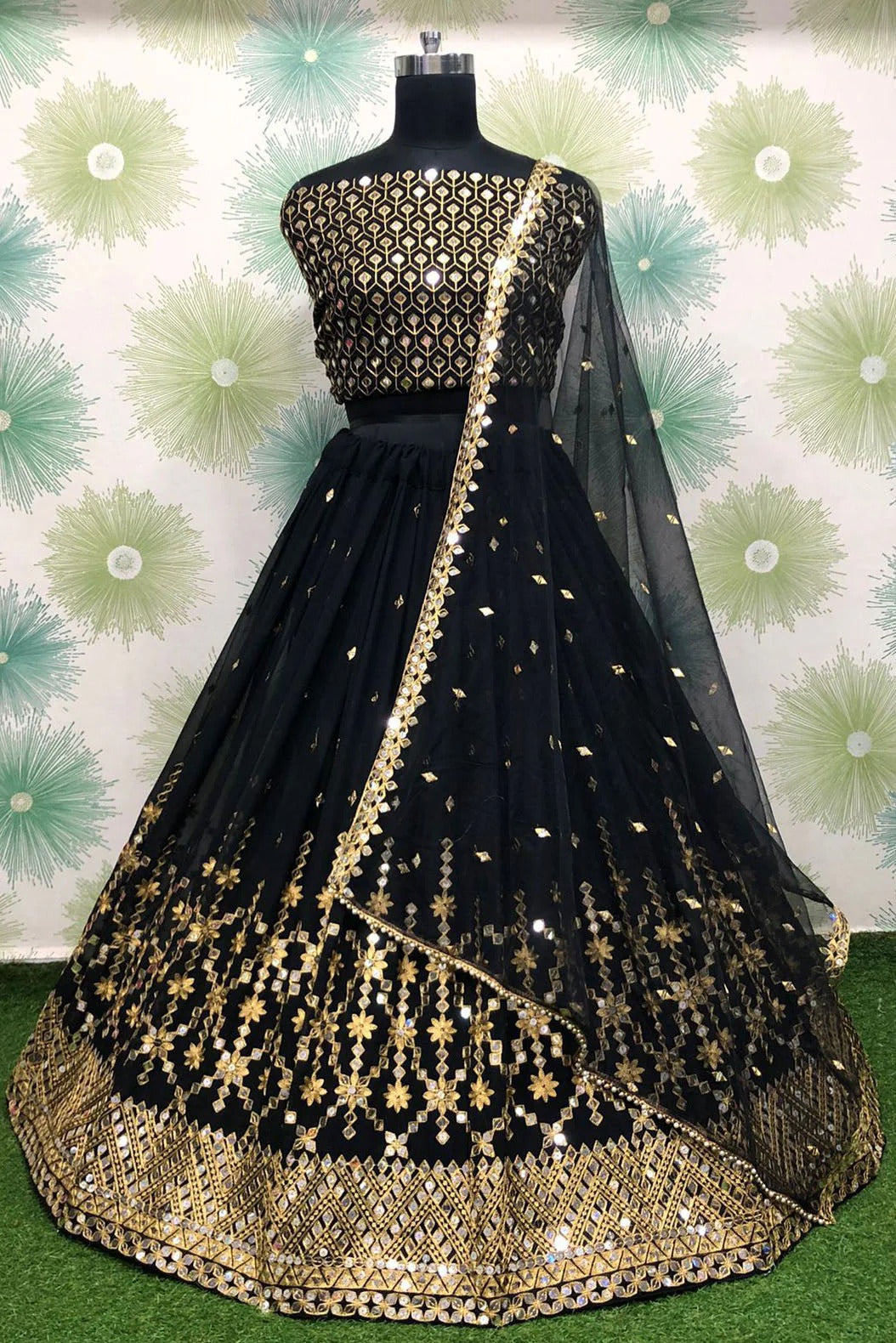 Black Colour Georgette Embroidery Lehenga Choli LC1020135 1