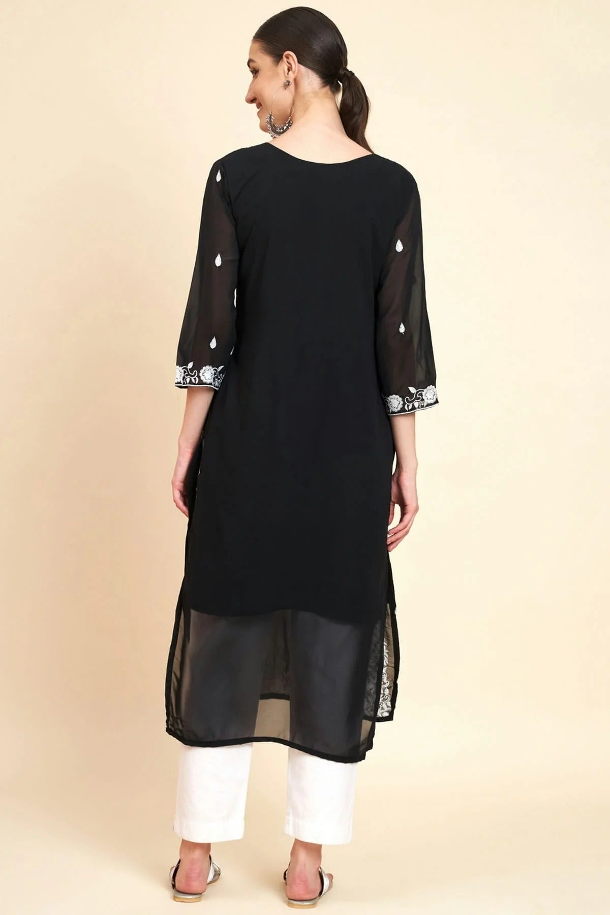 Black Colour Georgette Kurti KR1111051 A